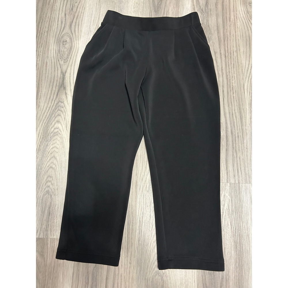 Bailey 44 Womens Pleated Cropped Trousers Polyester Modal M Black Elastic Waist